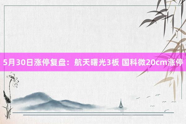 5月30日涨停复盘：航天曙光3板 国科微20cm涨停