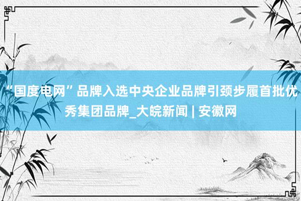 “国度电网”品牌入选中央企业品牌引颈步履首批优秀集团品牌_大皖新闻 | 安徽网