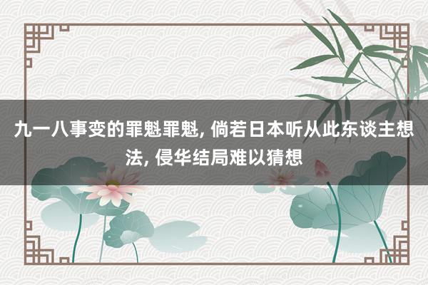 九一八事变的罪魁罪魁, 倘若日本听从此东谈主想法, 侵华结局难以猜想