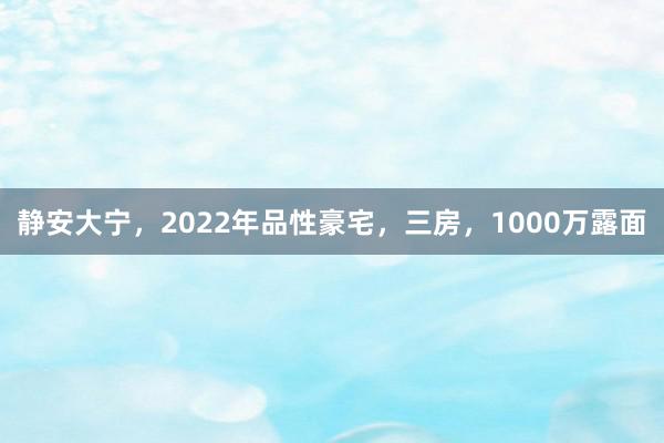 静安大宁，2022年品性豪宅，三房，1000万露面