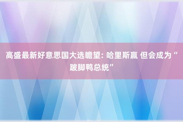 高盛最新好意思国大选瞻望: 哈里斯赢 但会成为“跛脚鸭总统”