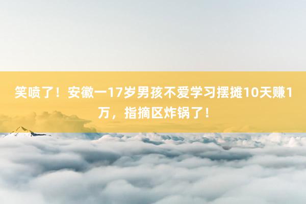 笑喷了！安徽一17岁男孩不爱学习摆摊10天赚1万，指摘区炸锅了！