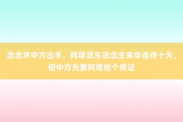 念念求中方出手，阿塔派东说念主来华连待十天，但中方先要阿塔给个保证